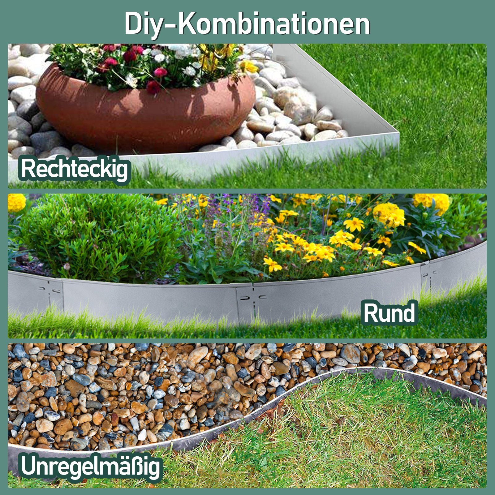 Yakimz Beetumrandung Rasenkante 5-50m Blumengarten Rasenrandbegrenzung Beetrand Rasenborde