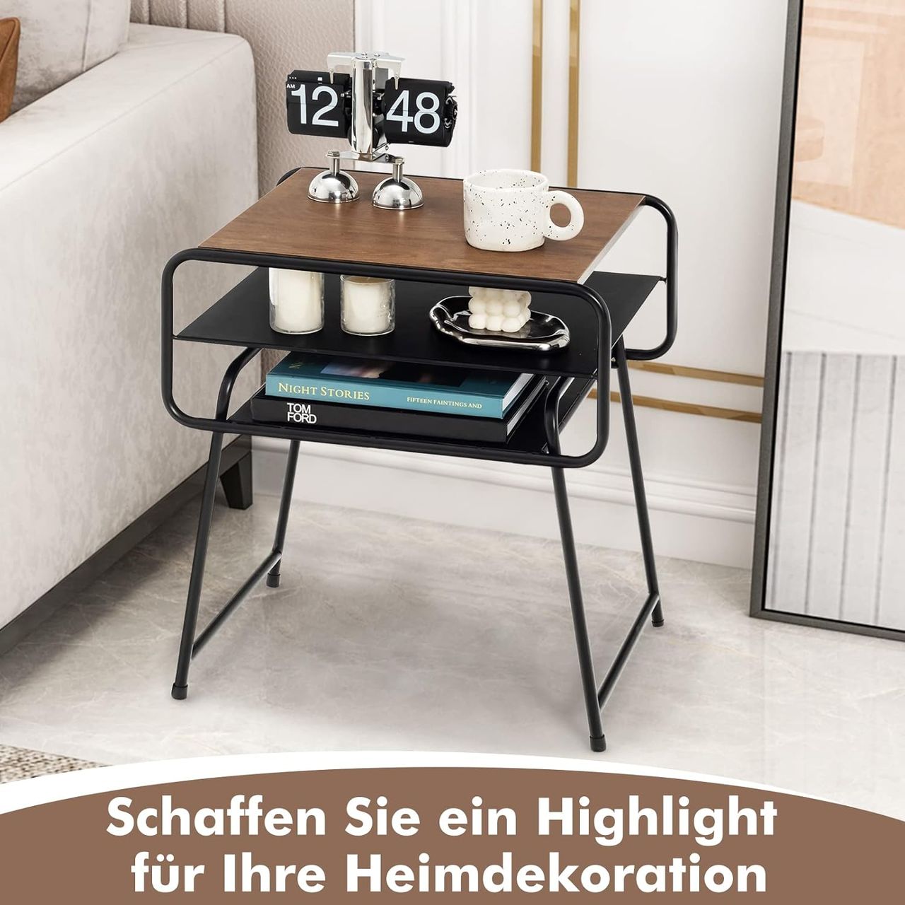 Costway 3 Ebenen Beistelltisch Industrial
