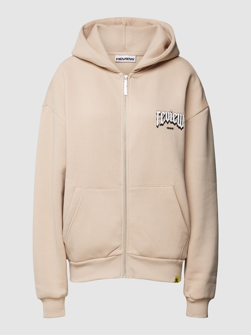 Sweatjacke mit Kapuze in taupe
