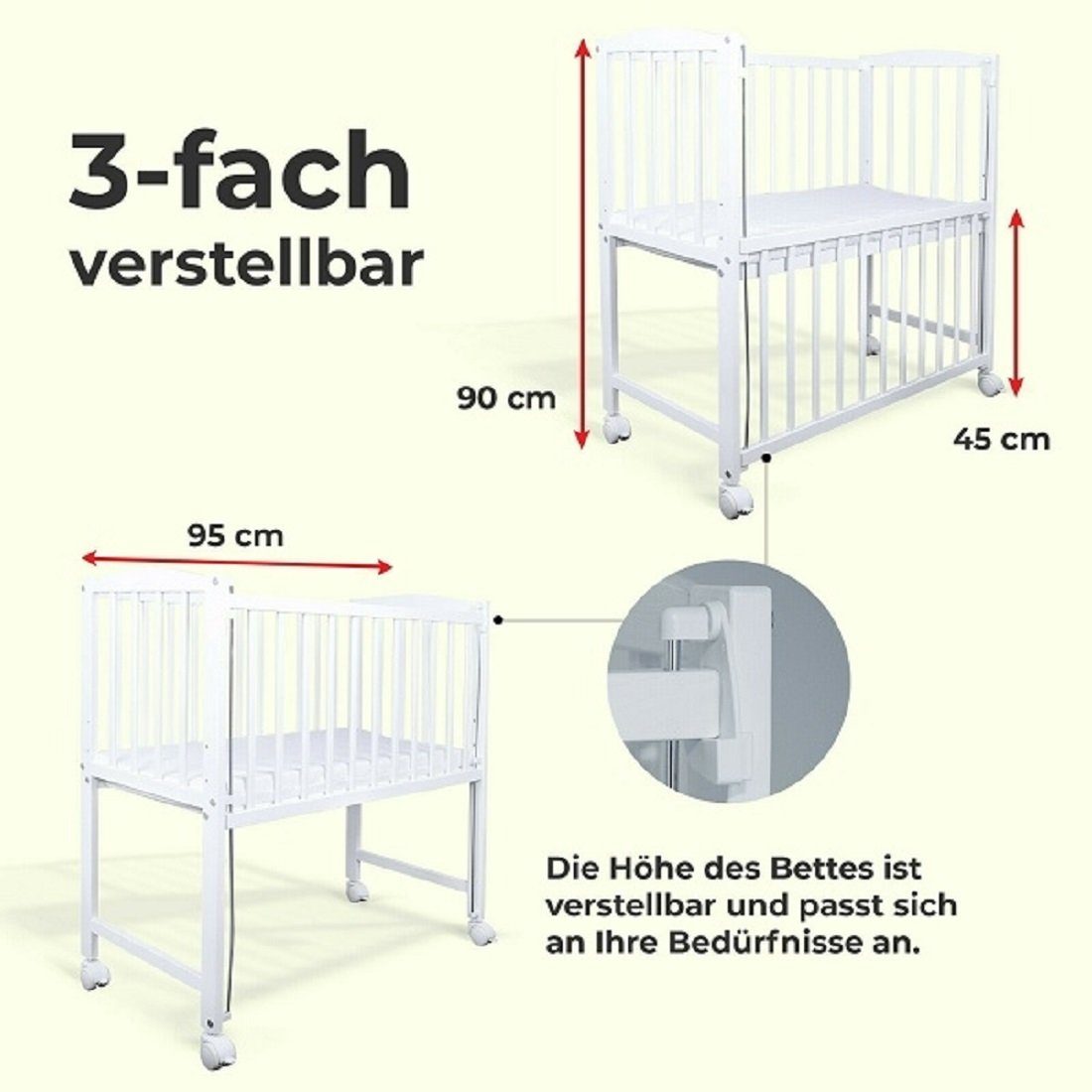 Babyhafen Beistellbett Baby Beistellbett Vollausstattung Dino in Blau Grün Komplett Babybett
