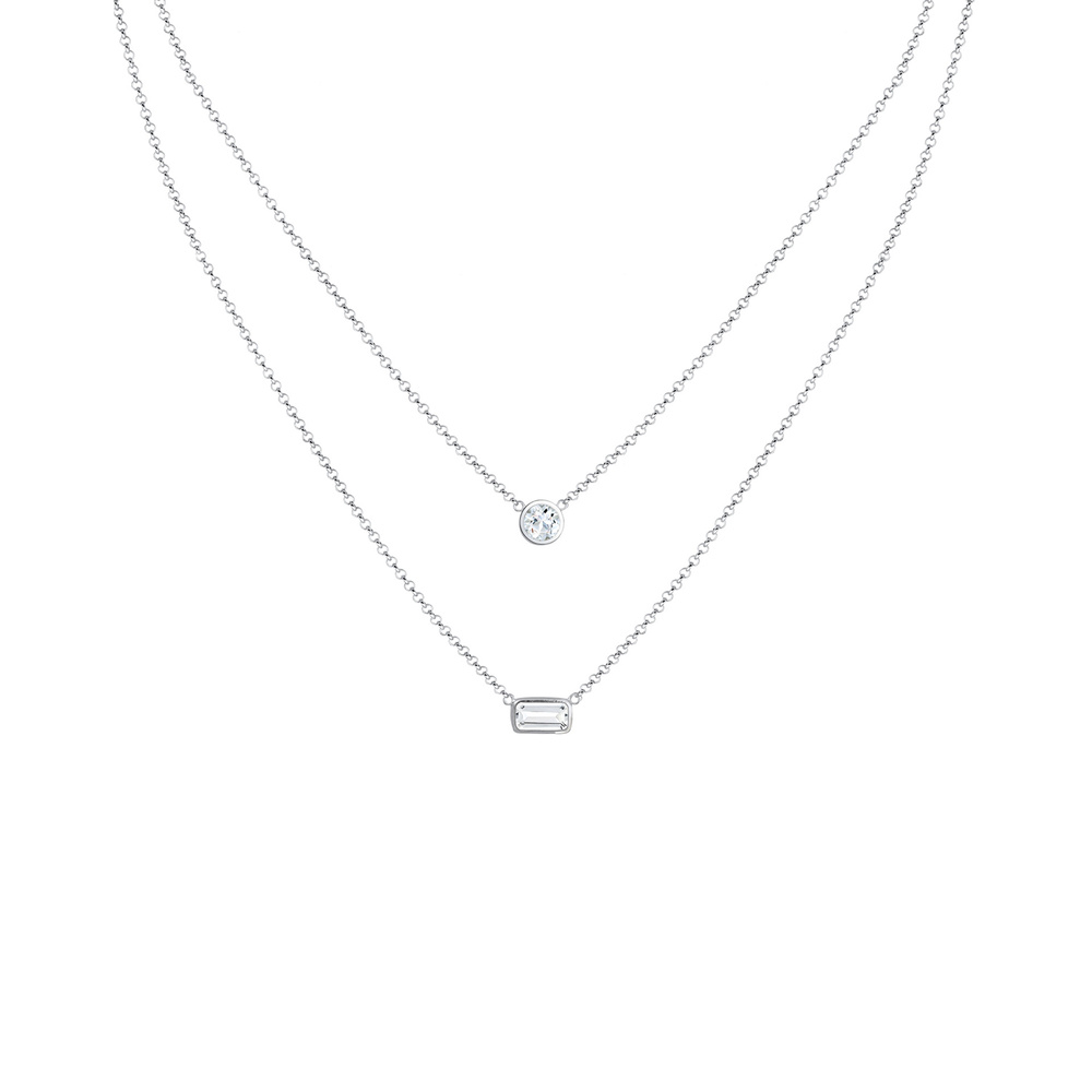 Elli PREMIUM Elli PREMIUM Collier Layer Rechteck Geo Topas Edelstein 925er Silber collier