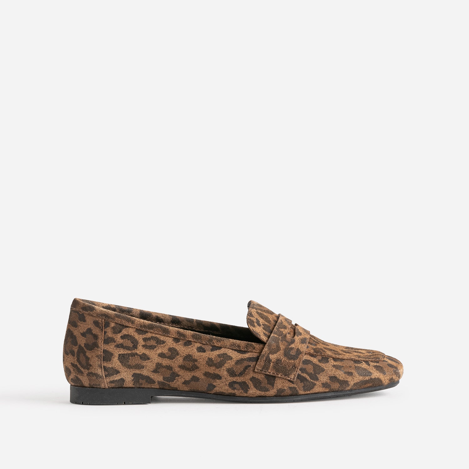 Mocassin camel en cuir velours effet léopard