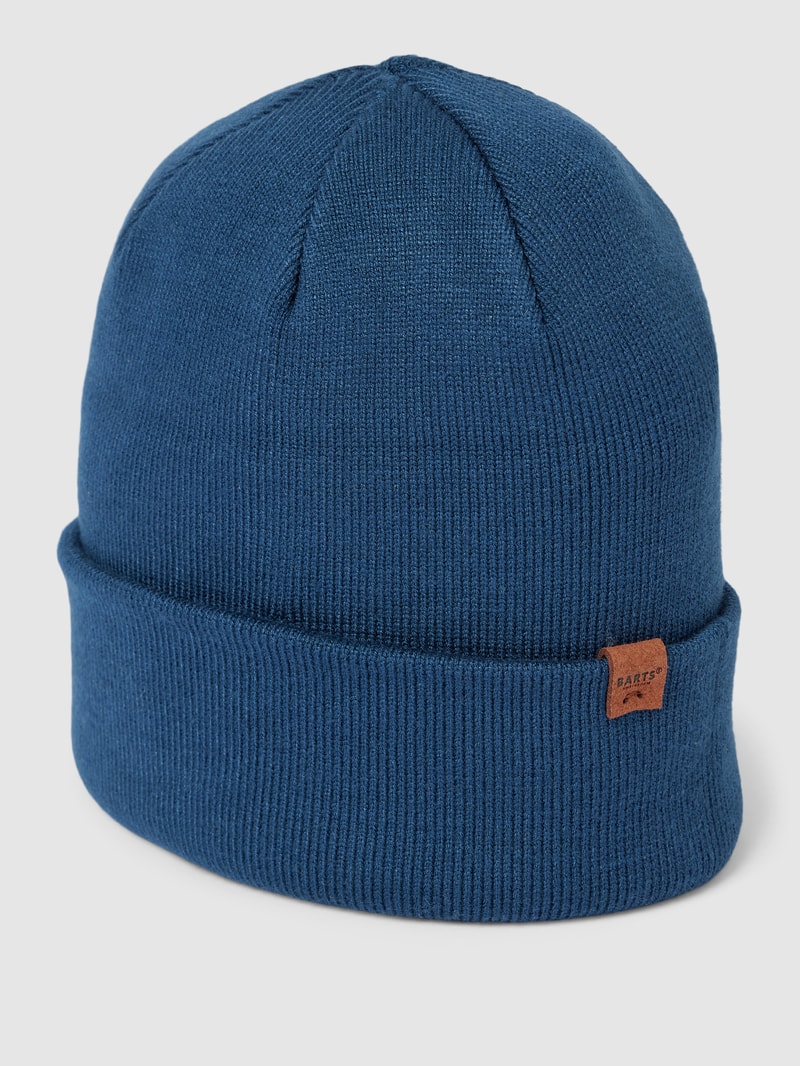 Beanie mit Label-Detail Modell 'WILLES' in jeans