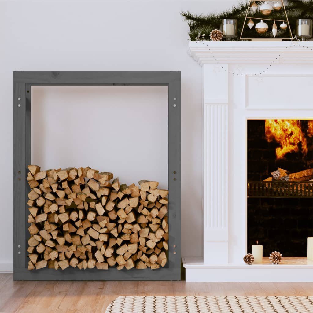 Tapferer Ping Kaminholzregal Kaminholzregal Grau 80x25x100 cm Massivholz Kiefer, (1-St)