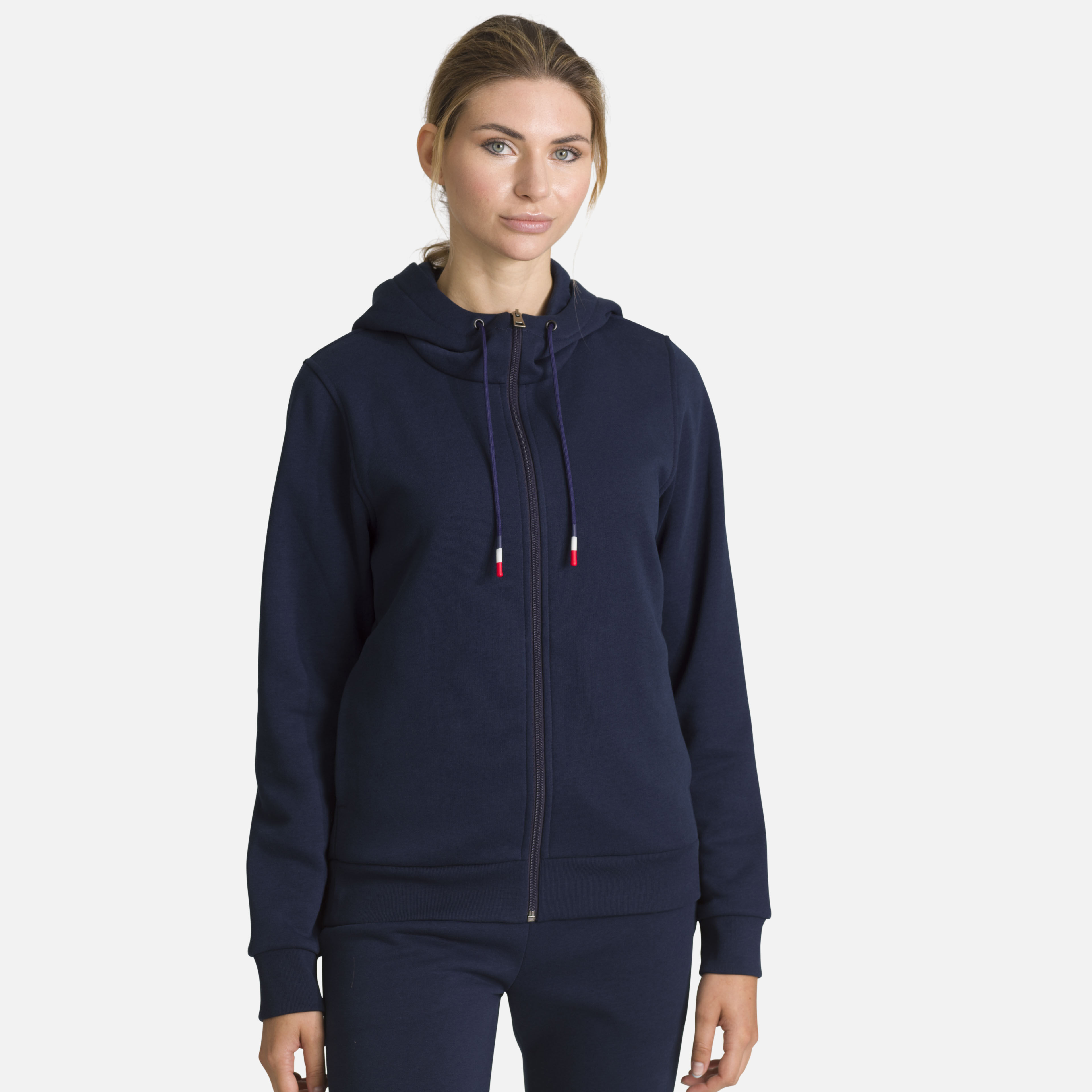 Sweat en coton à capuche zippé Logo Femme