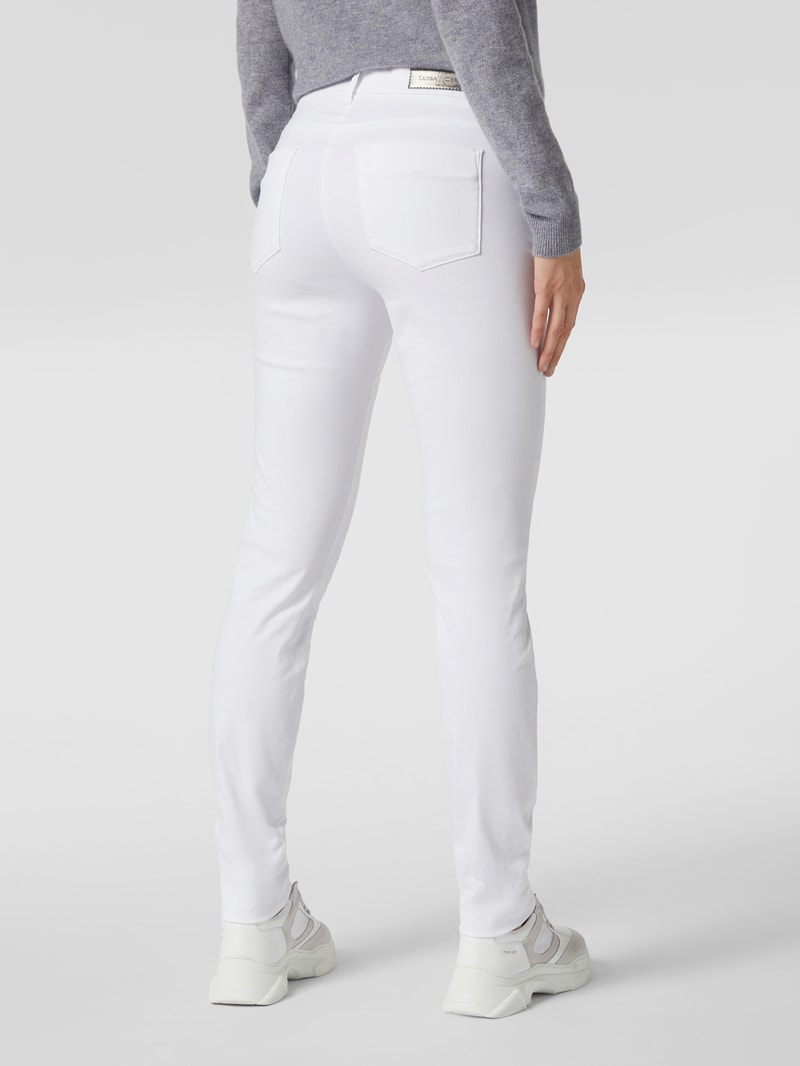 Skinny Fit Jeans mit Umschlag in weiß