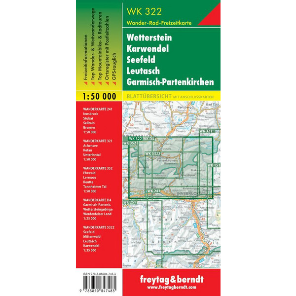 Wetterstein, Karwendel, Seefeld, Leutasch, Garmisch Partenkirchen 1 : 50 000 - Wanderkarte