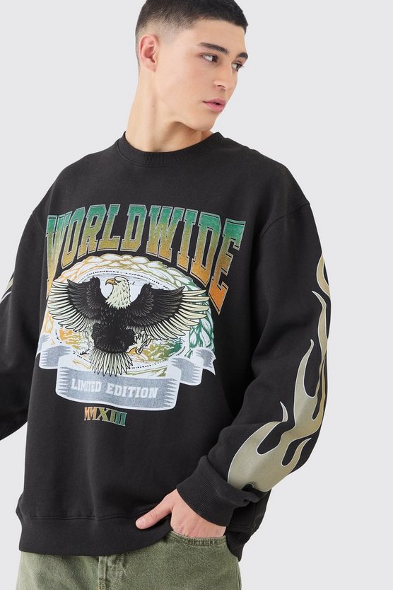 Oversized Eagle Graphic Sweatshirt