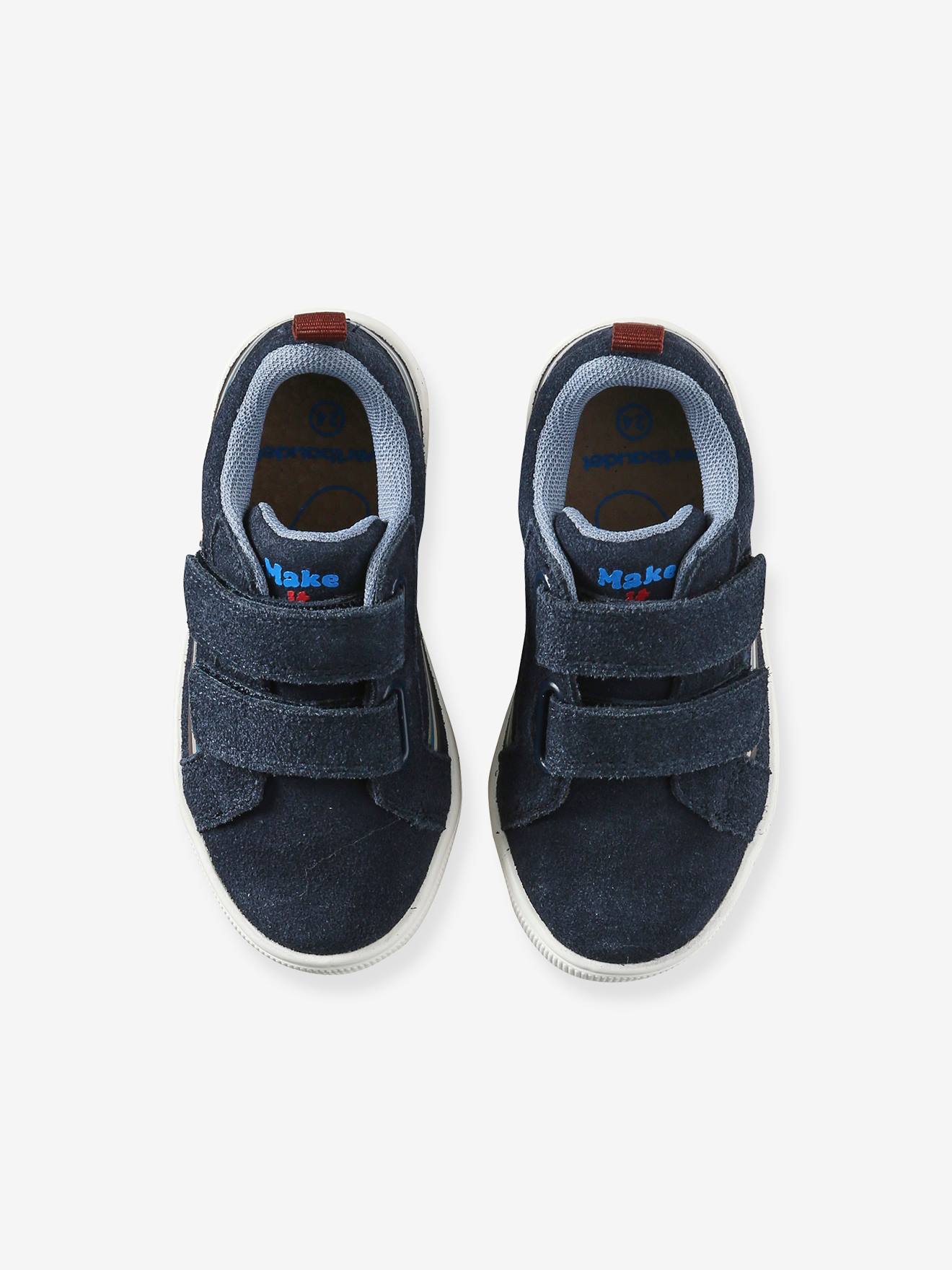 Baskets scratchées cuir enfant collection maternelle marine