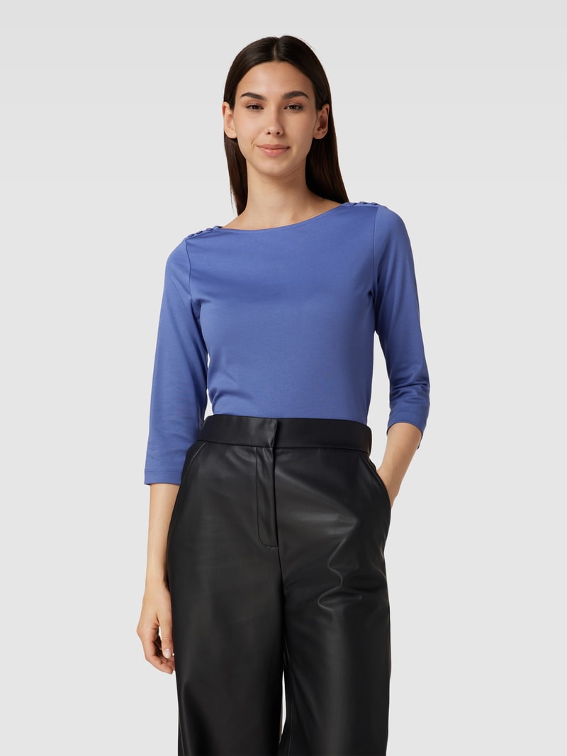 T-Shirt mit U-Boot-Ausschnitt in rauchblau