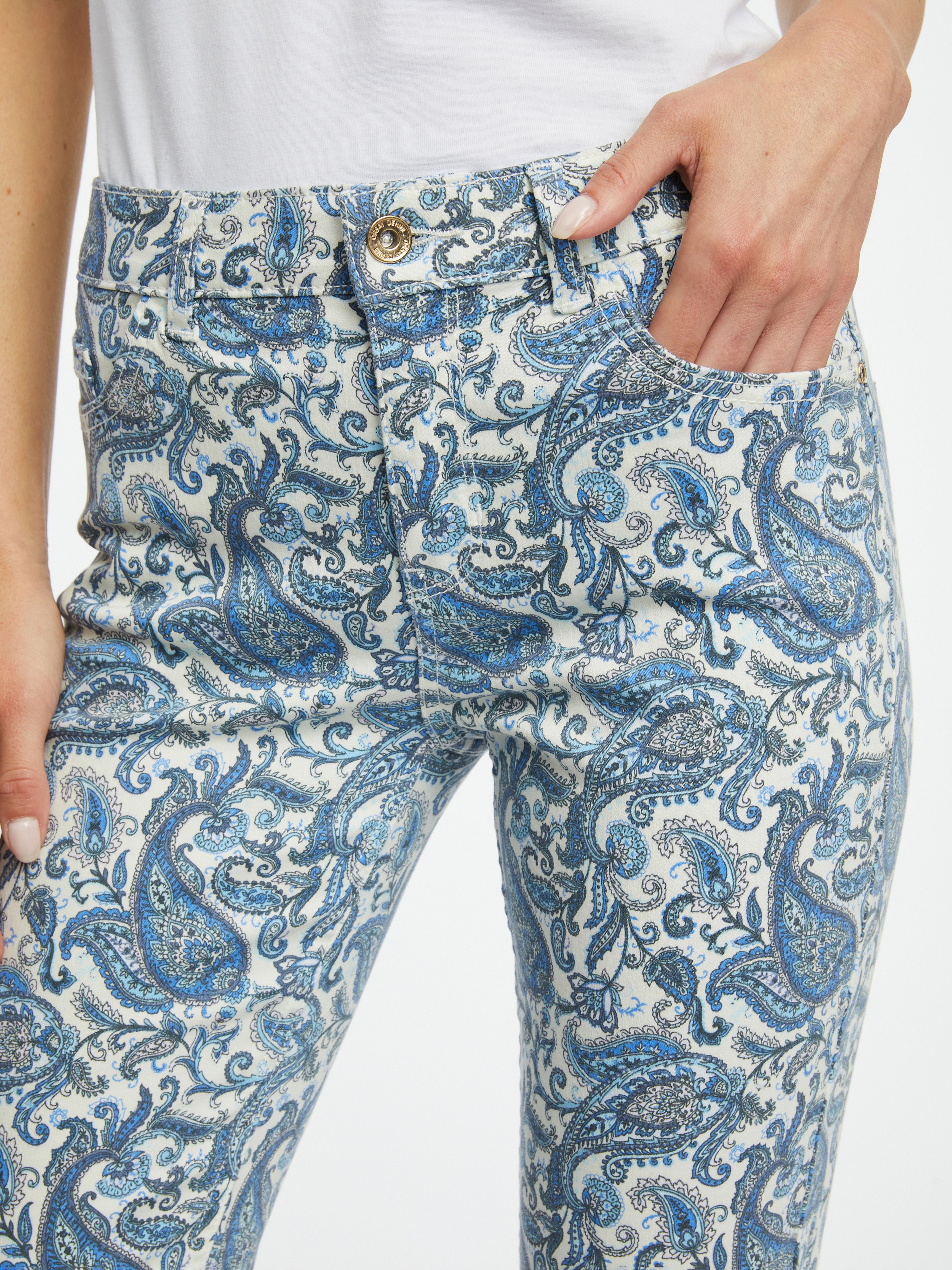 Blaue gemusterte Damen Slim Fit Jeans ORSAY