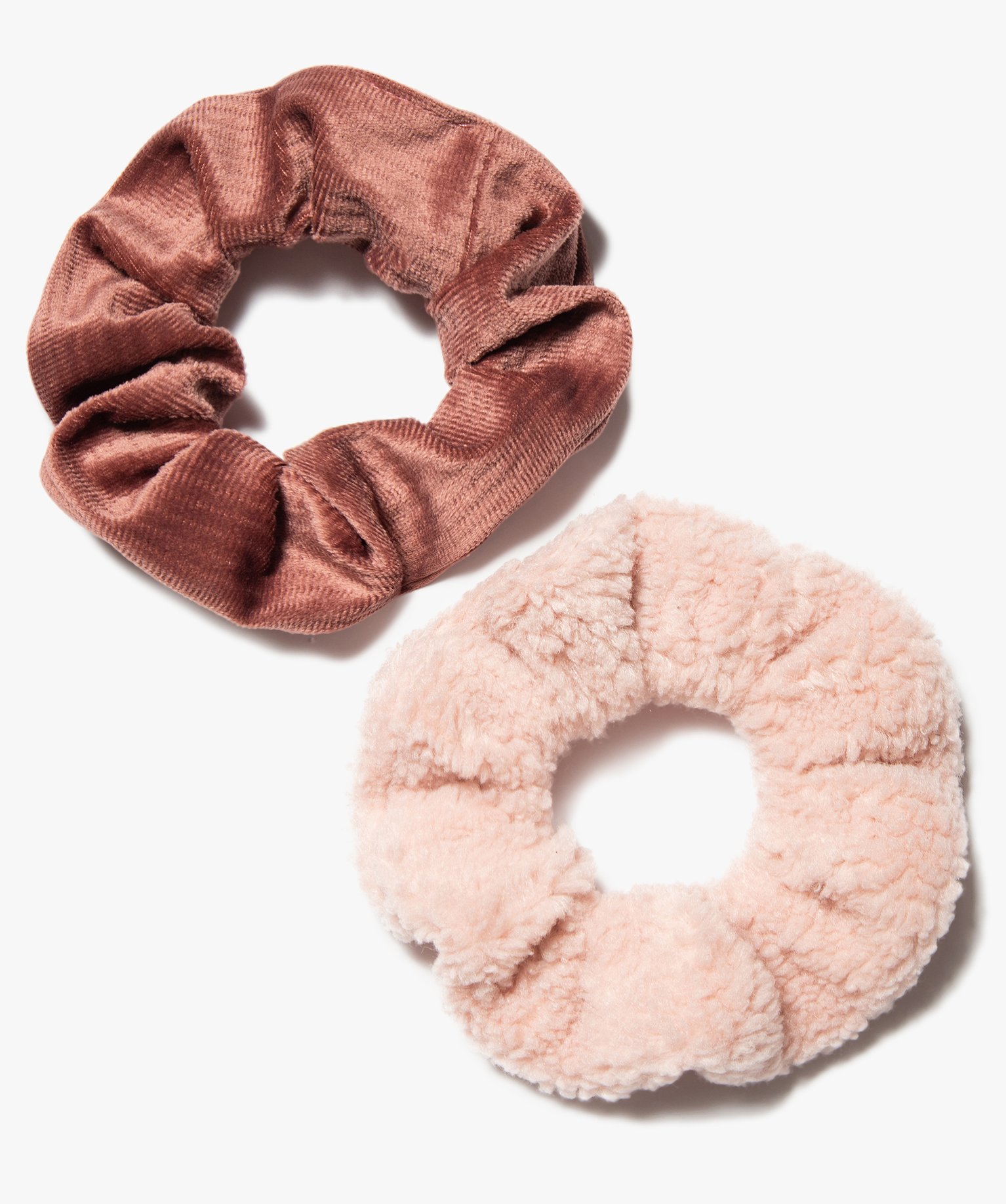 Chouchous femme en velours et fourrure imitation (lot de 2) rose | GEMO