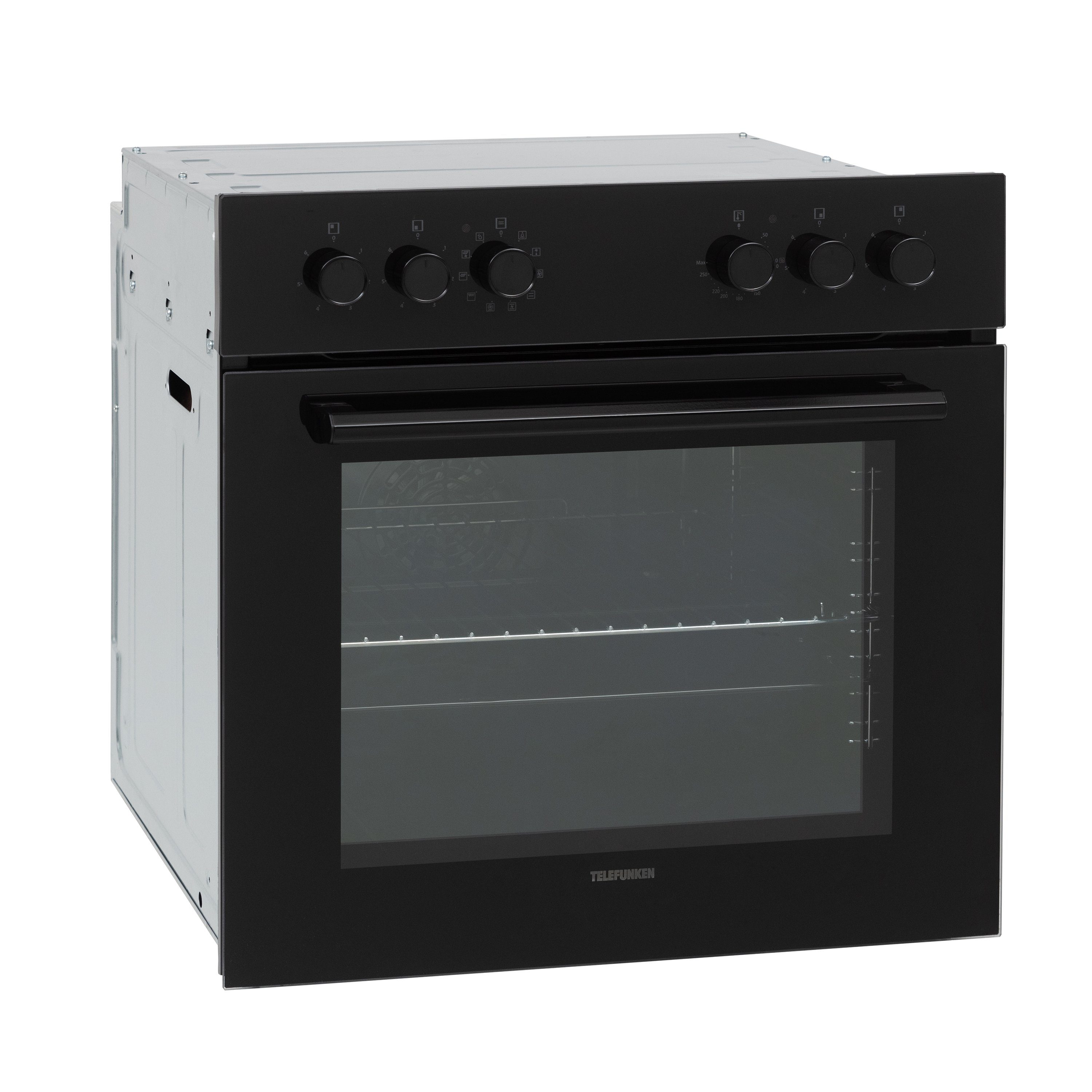 Telefunken Elektro-Herd-Set ECH65A-B, VapClean, Einbauherdset, 65 L, Backofen mit Grill & Umluft, Glaskeramik-Kochfeld