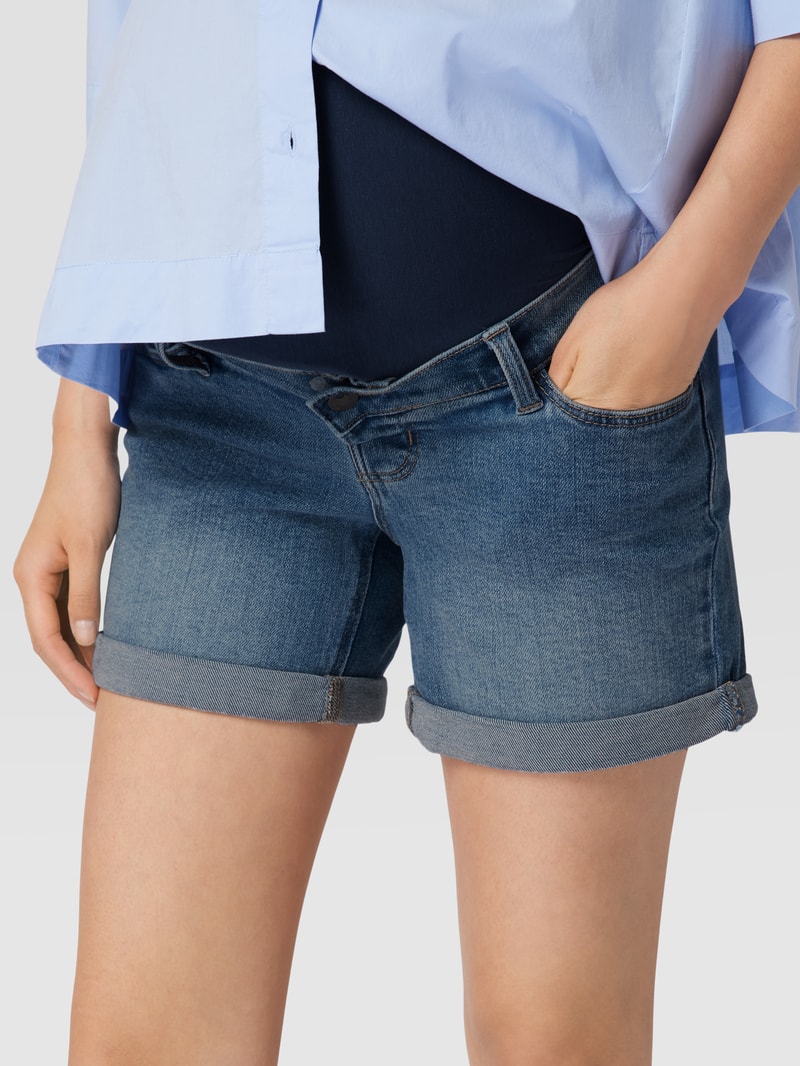 Umstands-Jeansshorts mit Bauchband in hellblau