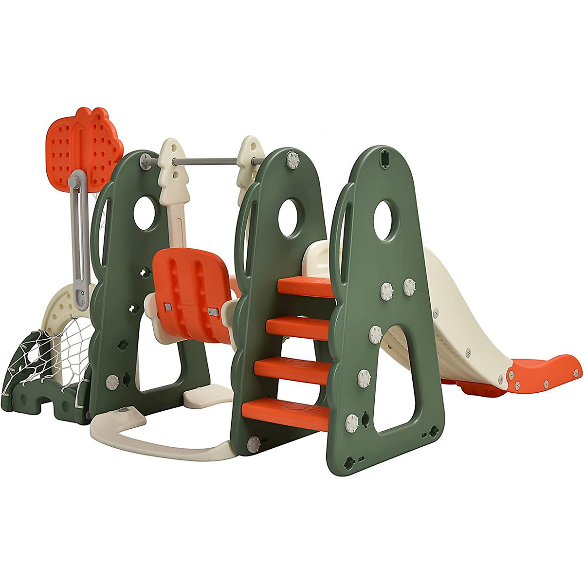 Rutsche 6 in 1 Spielplatz mit Schaukel & Fußballtor & Golfloch