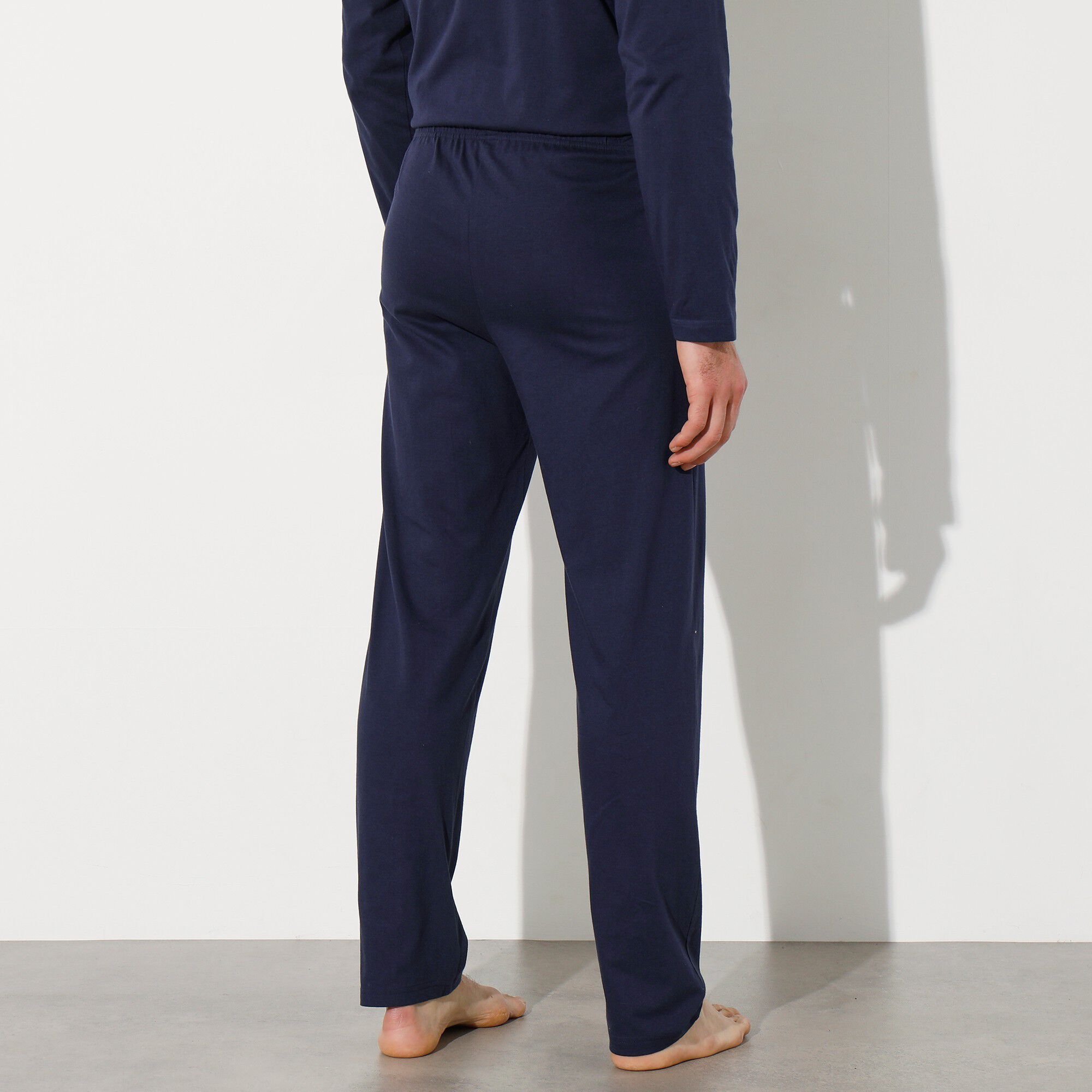 Pantalon de pyjama bleu marine imprimé placé