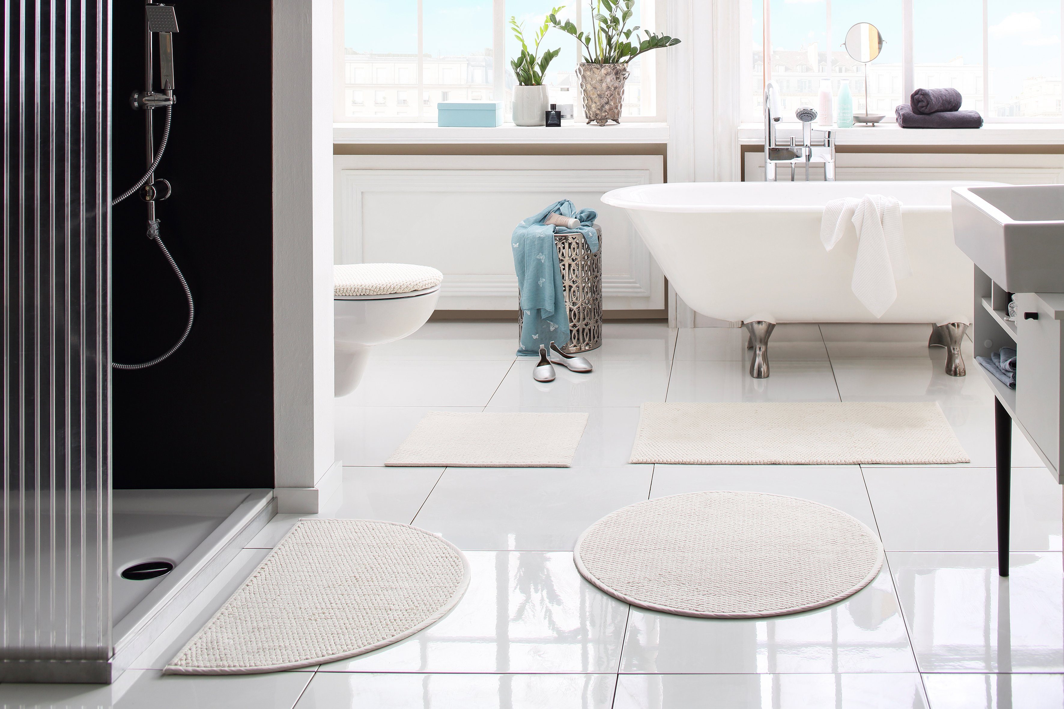 Badematte Dalia Home affaire, Höhe 4 mm, fußbodenheizungsgeeignet, schnell trocknend, strapazierfähig, Baumwolle, rechteckig, Baumwolle, Badteppich, Badematten auch als 2-teiliges Set erhältlich