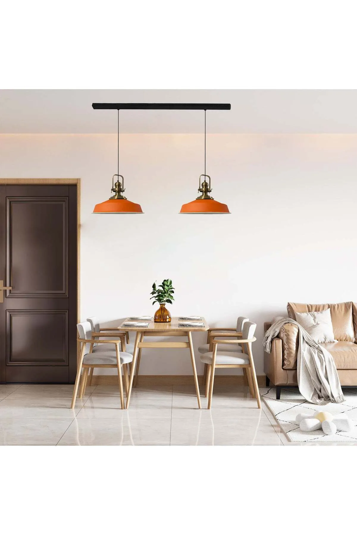 Bamyum  Pendelleuchte Asletl, 2-flammig Metall 41 cm, Orange Lampe