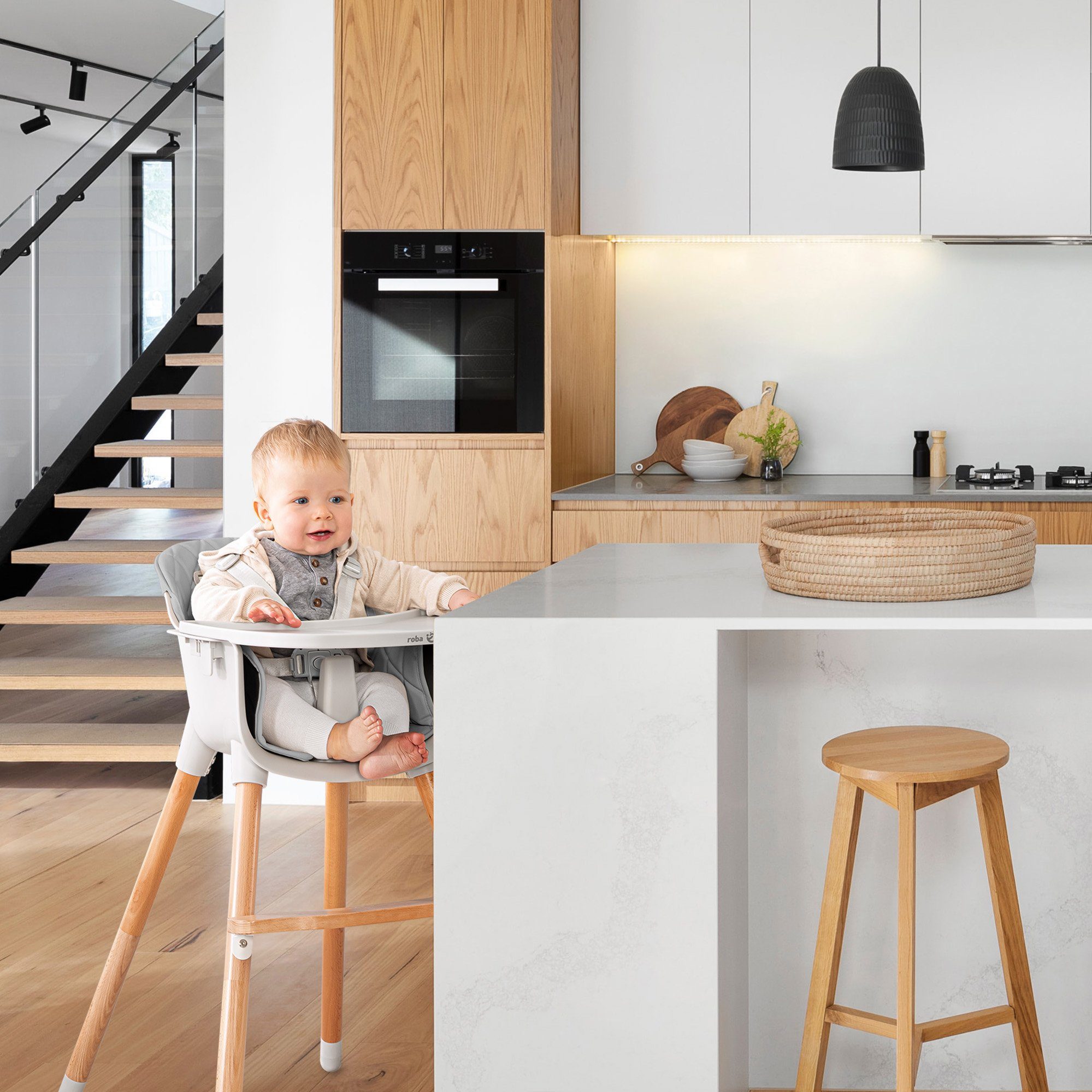 roba® Hochstuhl Style Up Wood, zum Kinderstuhl umbaubar