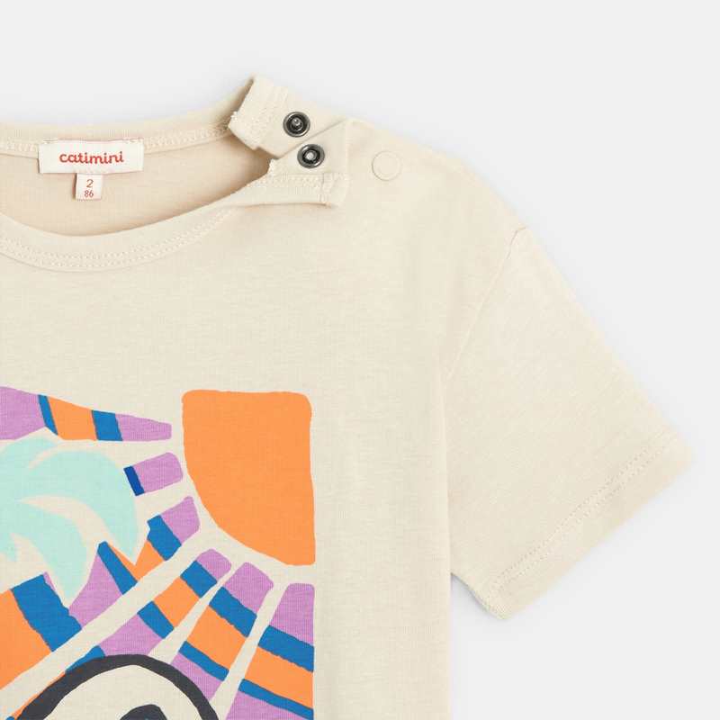 T-shirt bébé garçon beige à imprimé vague Catimini