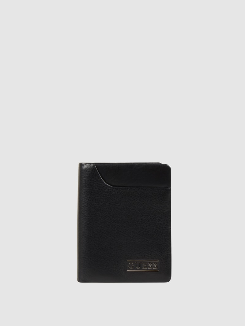 Portemonnaie aus Leder mit Reißverschlussfach in schwarz