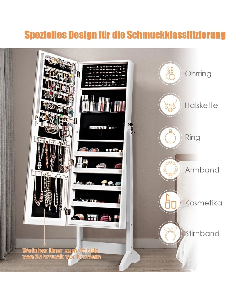 COSTWAY Standspiegel mit Schmuckschrank in Weiß günstig kaufen 41 cm