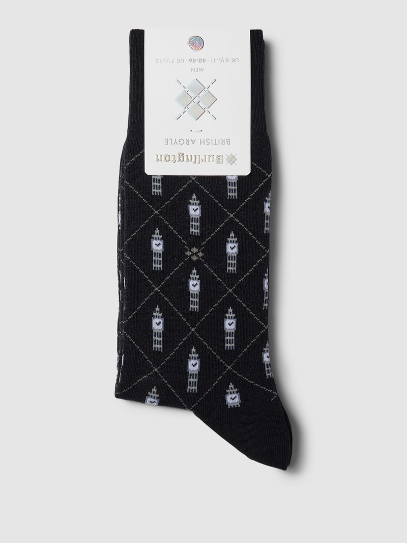 Socken mit Allover-Muster in schwarz