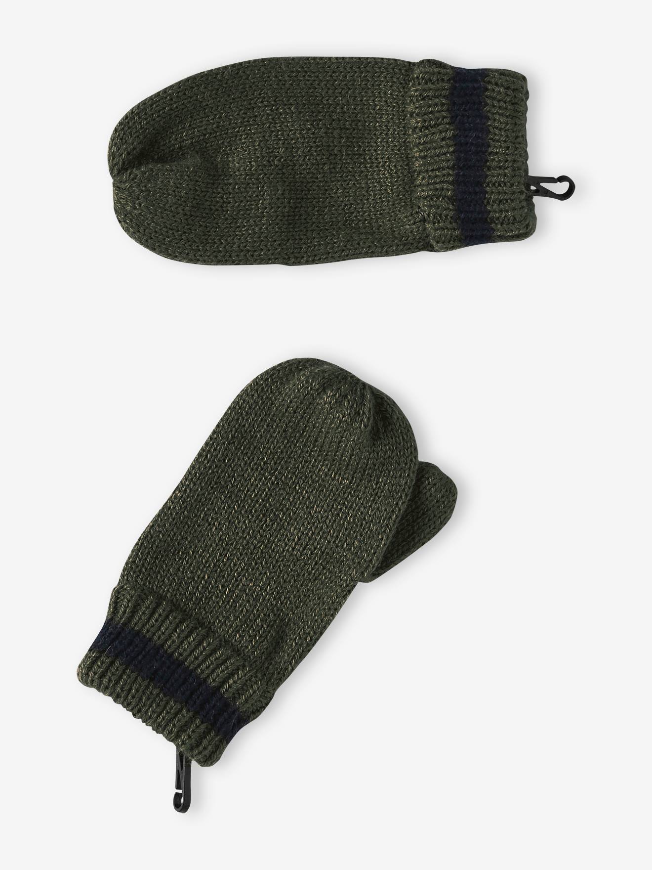 Vertbaudet Jungen-Set: Mütze, Rundschal & Handschuhe - khaki