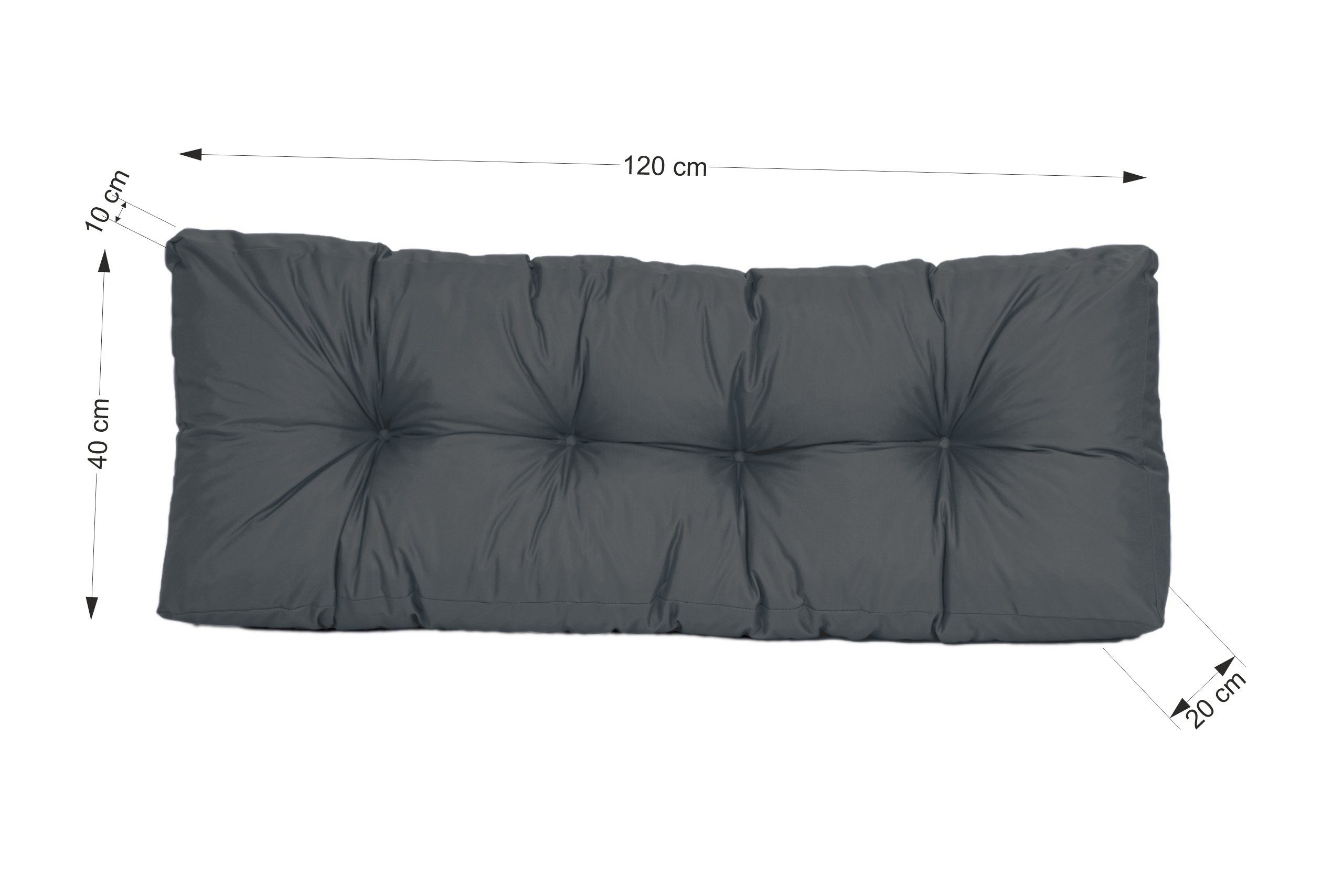 TexDeko Palettenkissen TexDeko Garden Rückenkissen (nur Rückenkissen) wasserabweisend, Premium-Qualität, gesteppt (120x40x20/10cm)