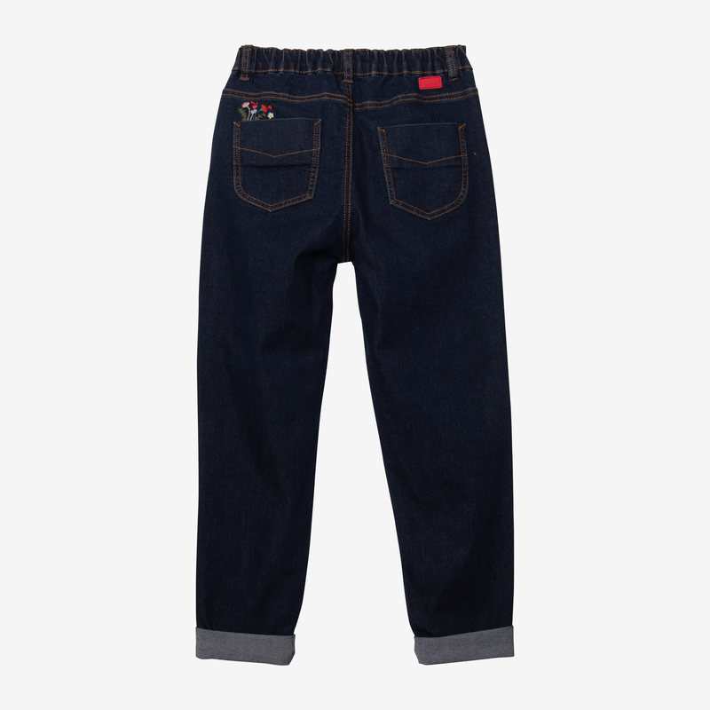 Jean fille broderies fleurs bleu Catimini