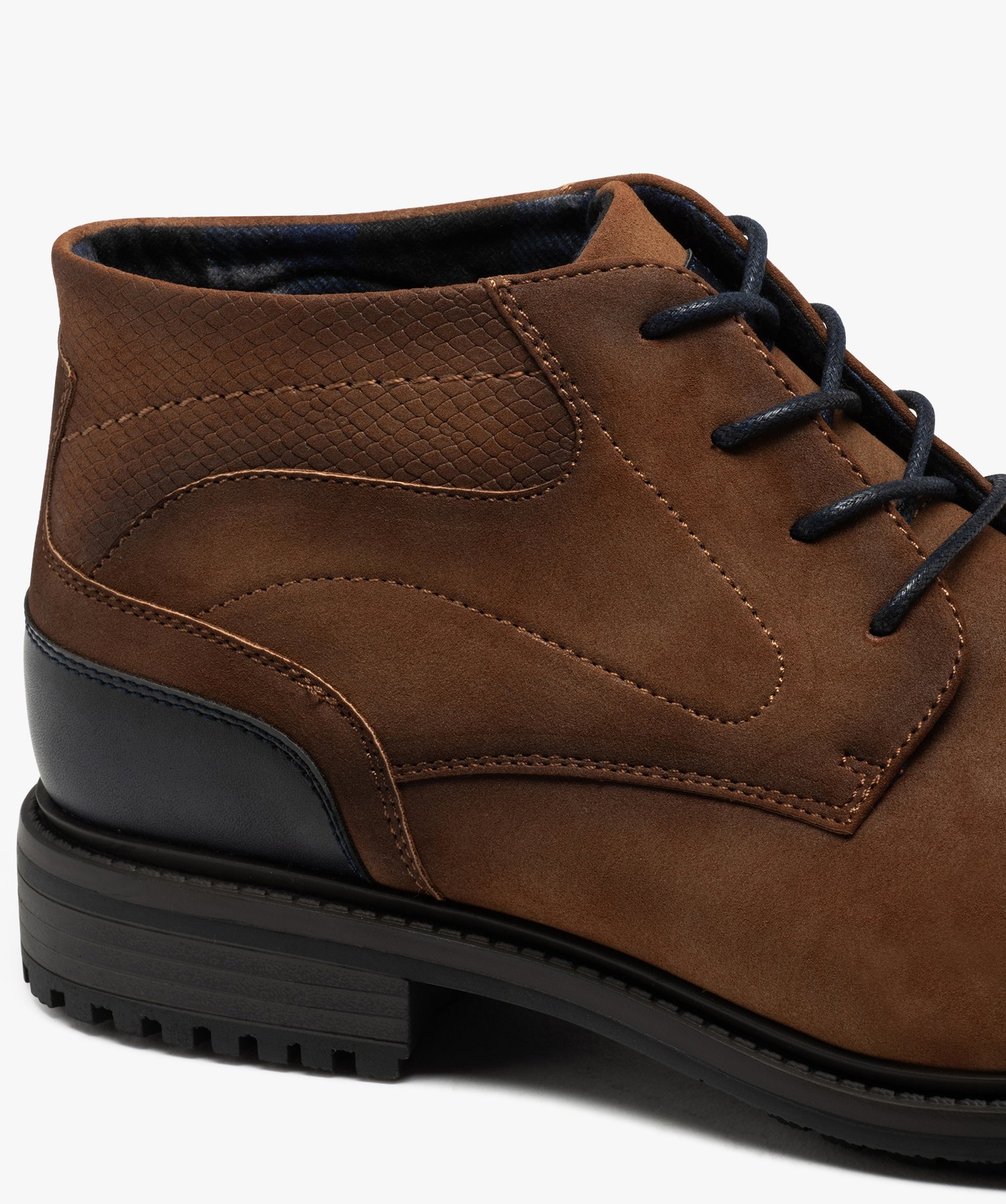 Low-boots avec surpiqres et lacets contrastants homme cognac | GEMO
