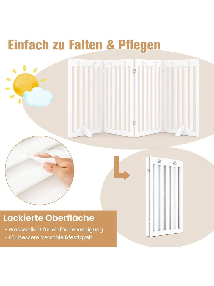 COSTWAY Absperrgitter Hunde 4 tlg. 89cm in Weiß günstig kaufen onesize