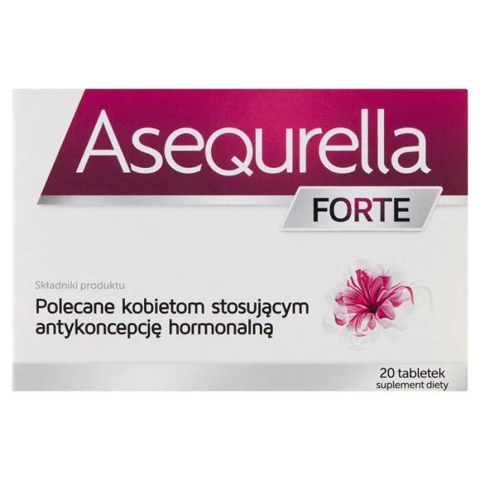 Asequrella Forte, maisto papildas, palaikantis hormonų pusiausvyrą, tabletės
