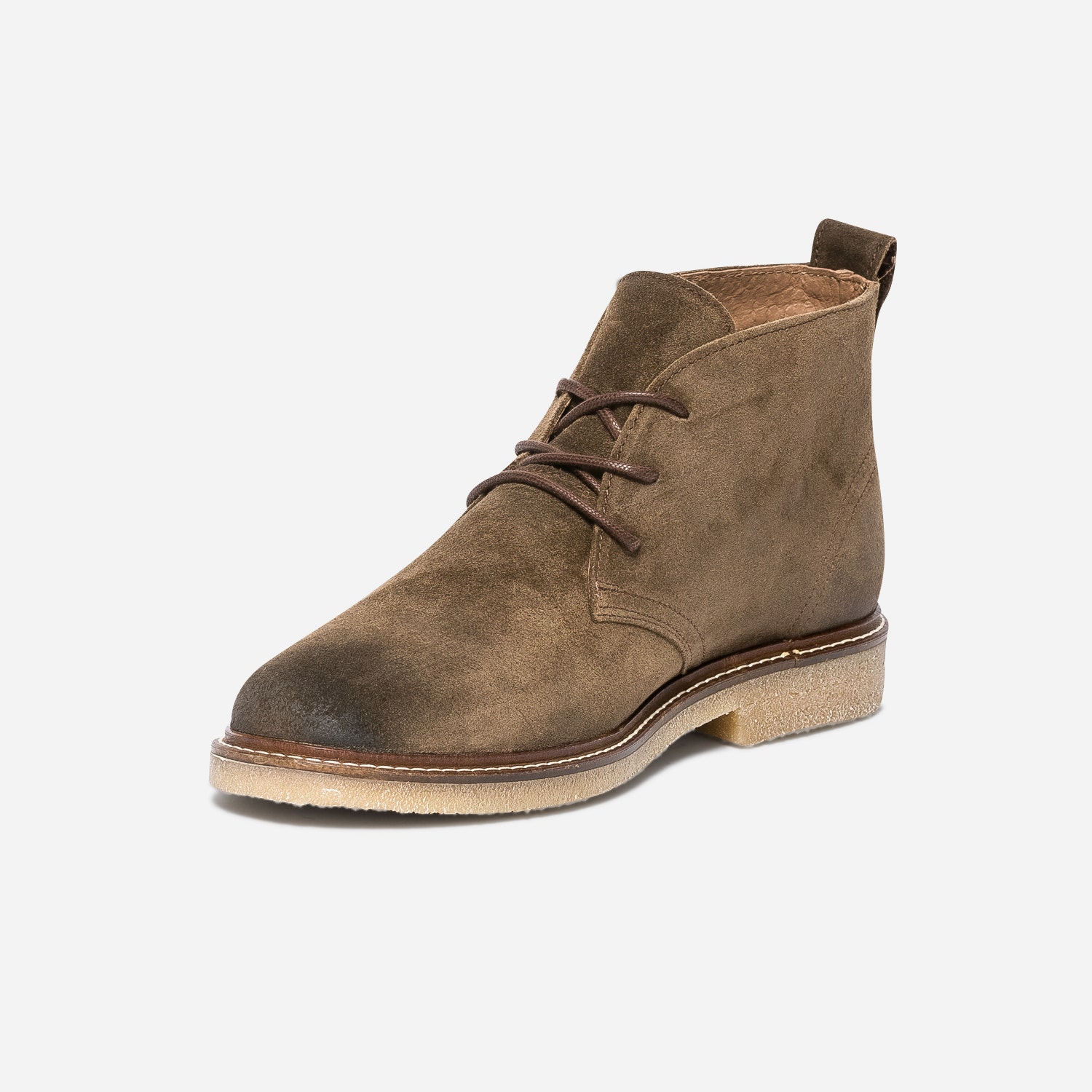 Desert boots taupe foncé éco-conçu en cuir velours