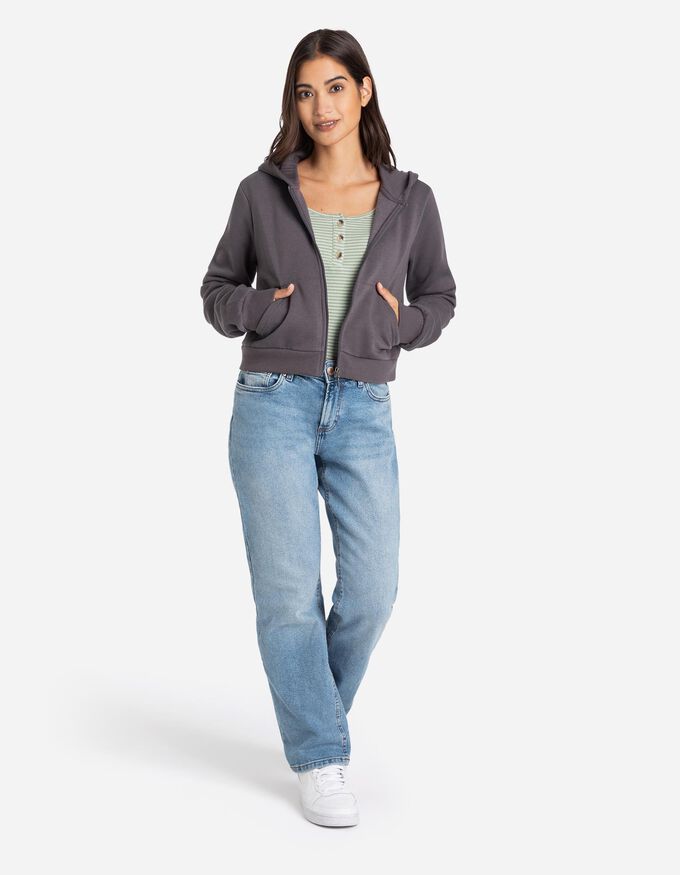 Cropped Sweatjacke - einfarbig
