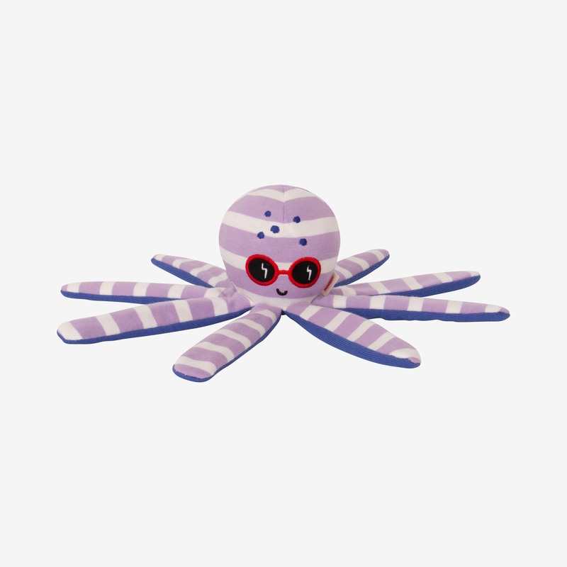 Doudou pieuvre bébé rayé violet Catimini