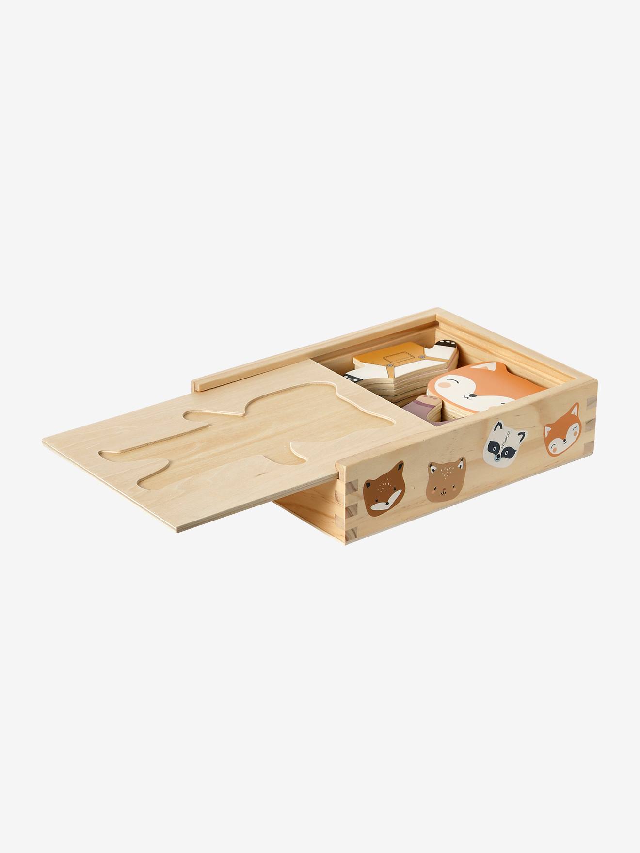 Vertbaudet Kleinkinder Steckspiel mit Anzieh-Tieren, Holz FSC - natur