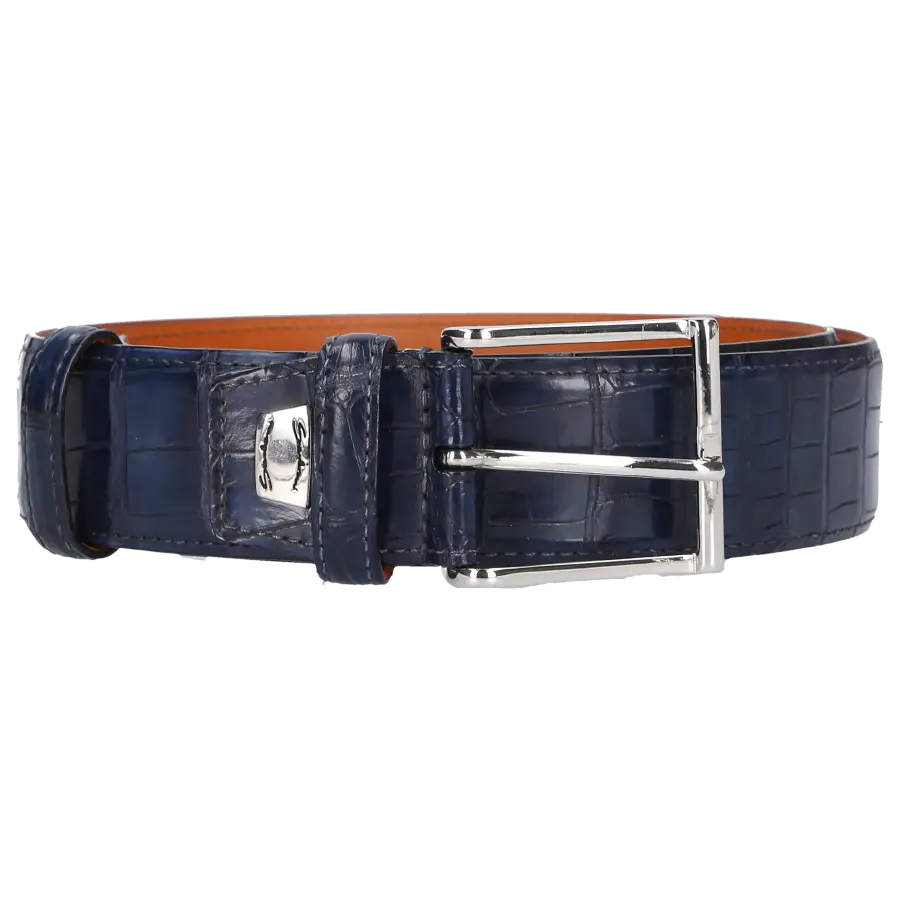 Santoni - Gürtel Alligatorleder - blau