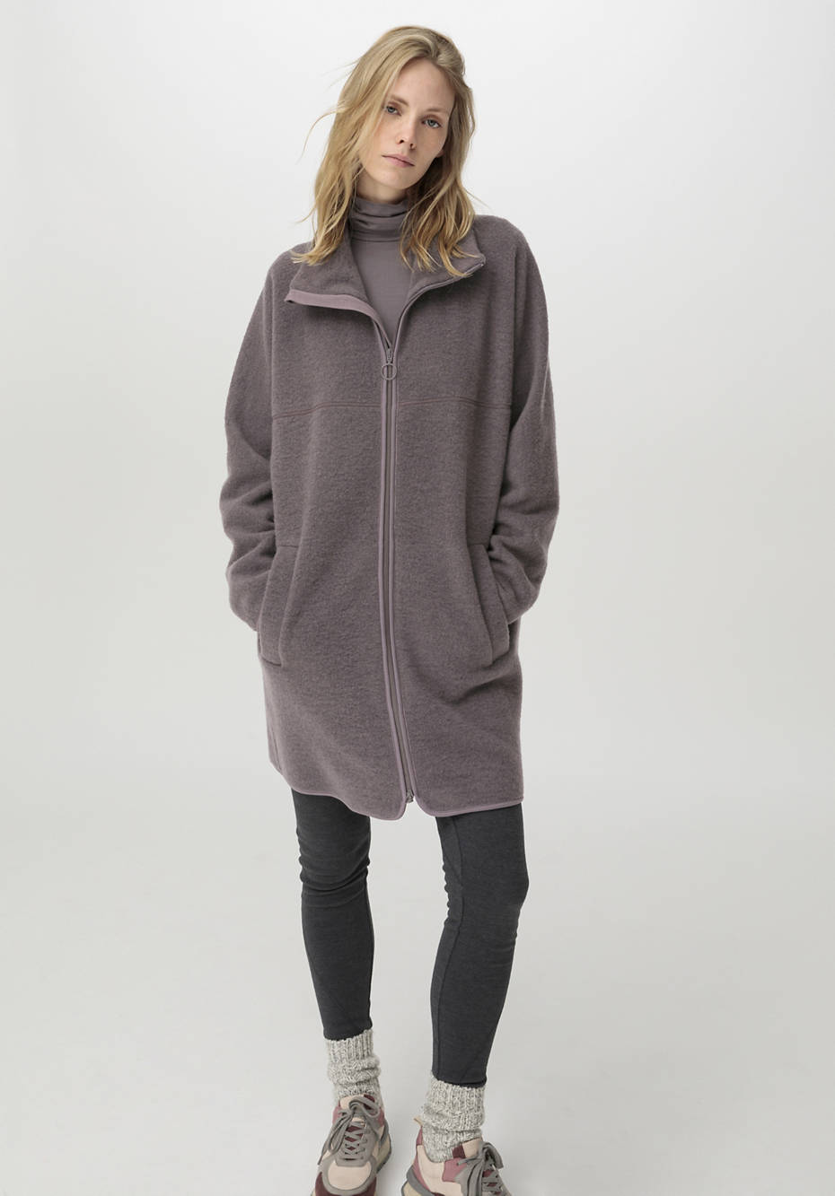 Wollfleece Mantel aus reiner Bio-Merinowolle