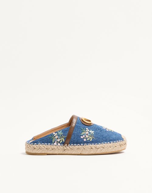 VLogo Signature Denim Mule med Blomsterbroderi 25 mm