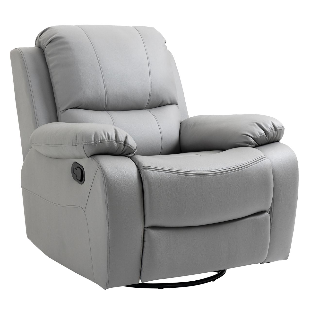 HOMCOM Relaxsessel 135° neigbarer Liegesessel, drehbarer Fernsehsessel mit Fußstütze für Wohnzimmer Schlafzimmer, belastbar bis 150 kg Polyester Grau