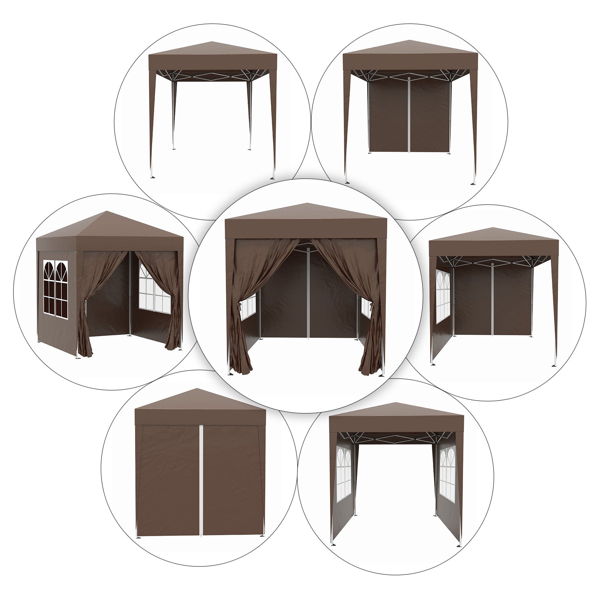 Outsunny Faltpavillon Faltpavillon mit 4 Seitenwänden, Gartenzelt mit Tragetasche, mit 4 Seitenteilen, (Set, Festzelt), BxT: 200x200 cm, Gartenzelt mit UV-Schutz
