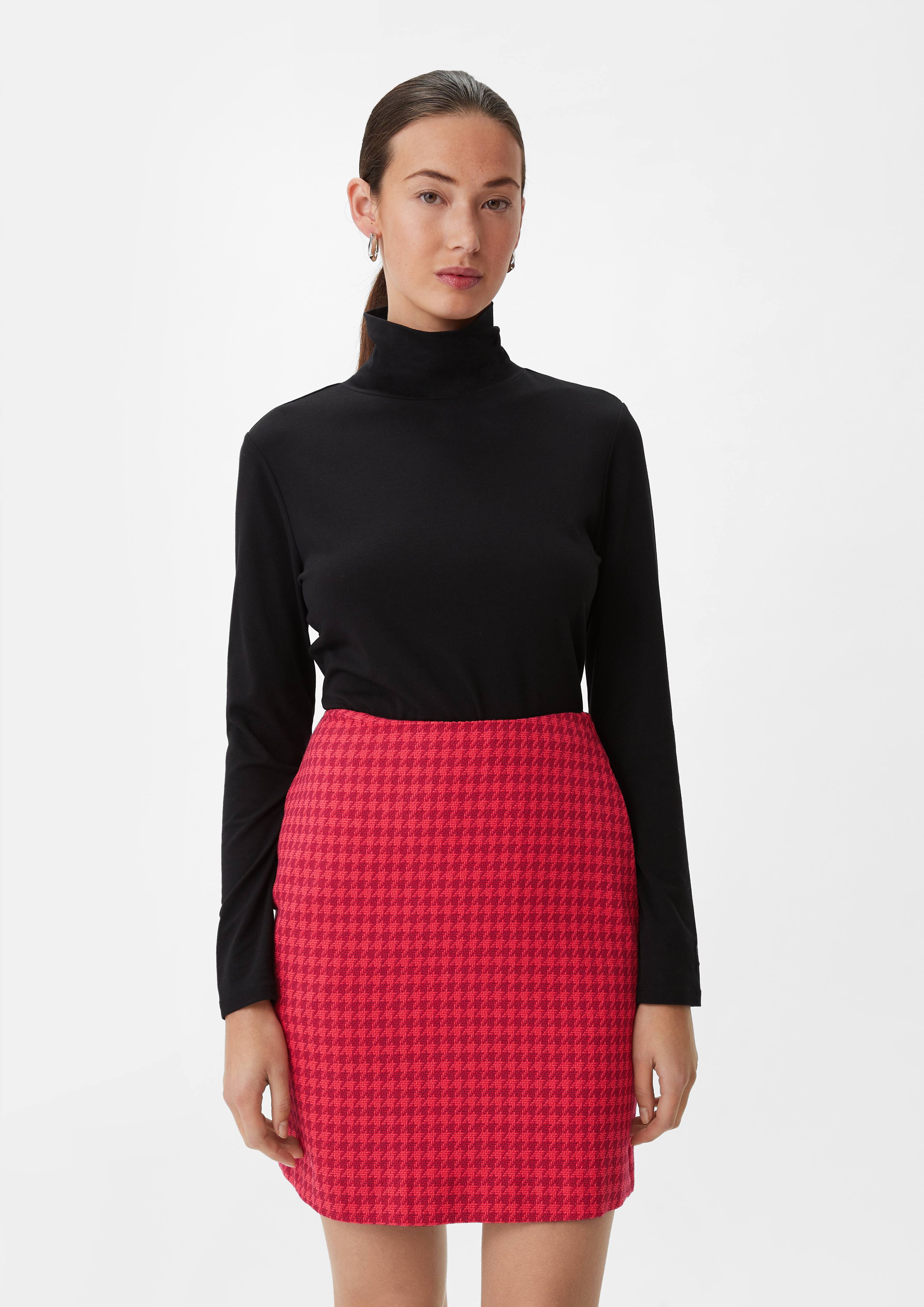 Minirock mit Hahnentritt-Muster - fuchsia