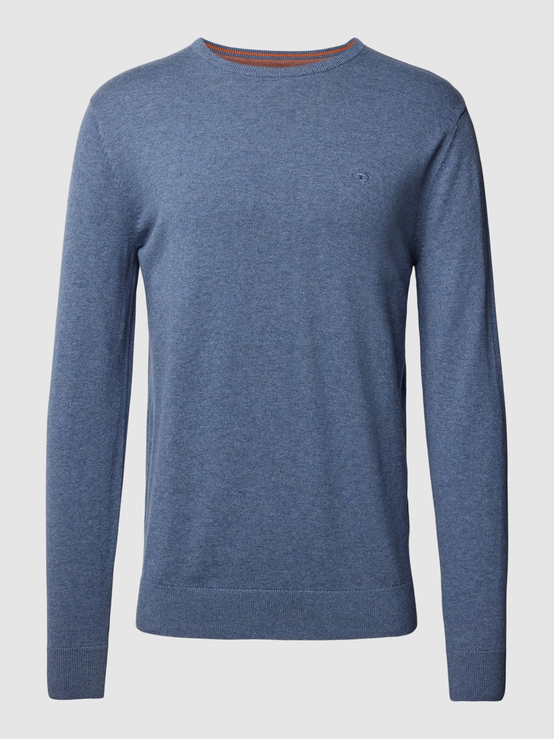 Strickpullover mit Logo-Stitching in blau