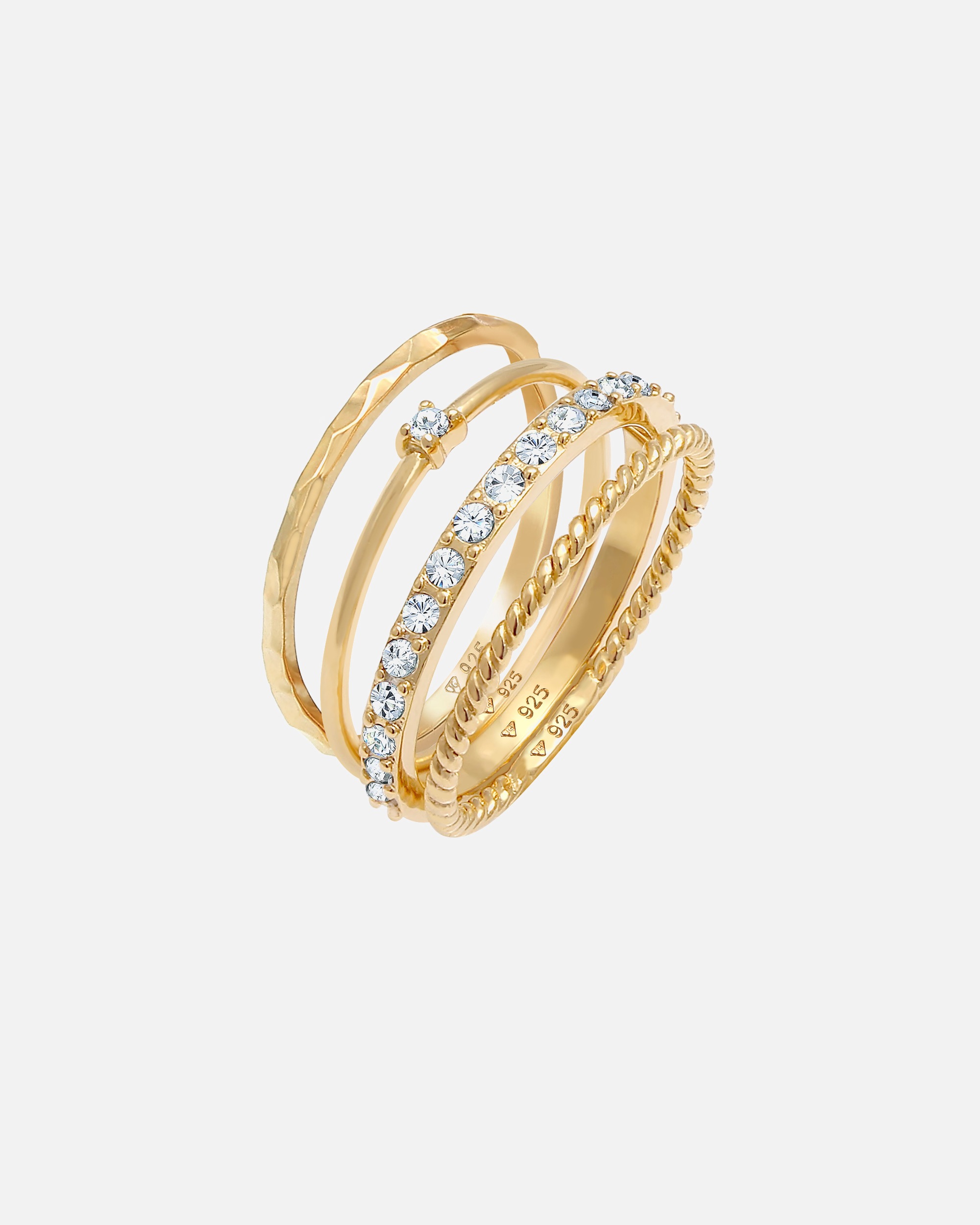 Ensemble de bagues Elli pour femme, 4 pièces, torsadées, argent sterling 925