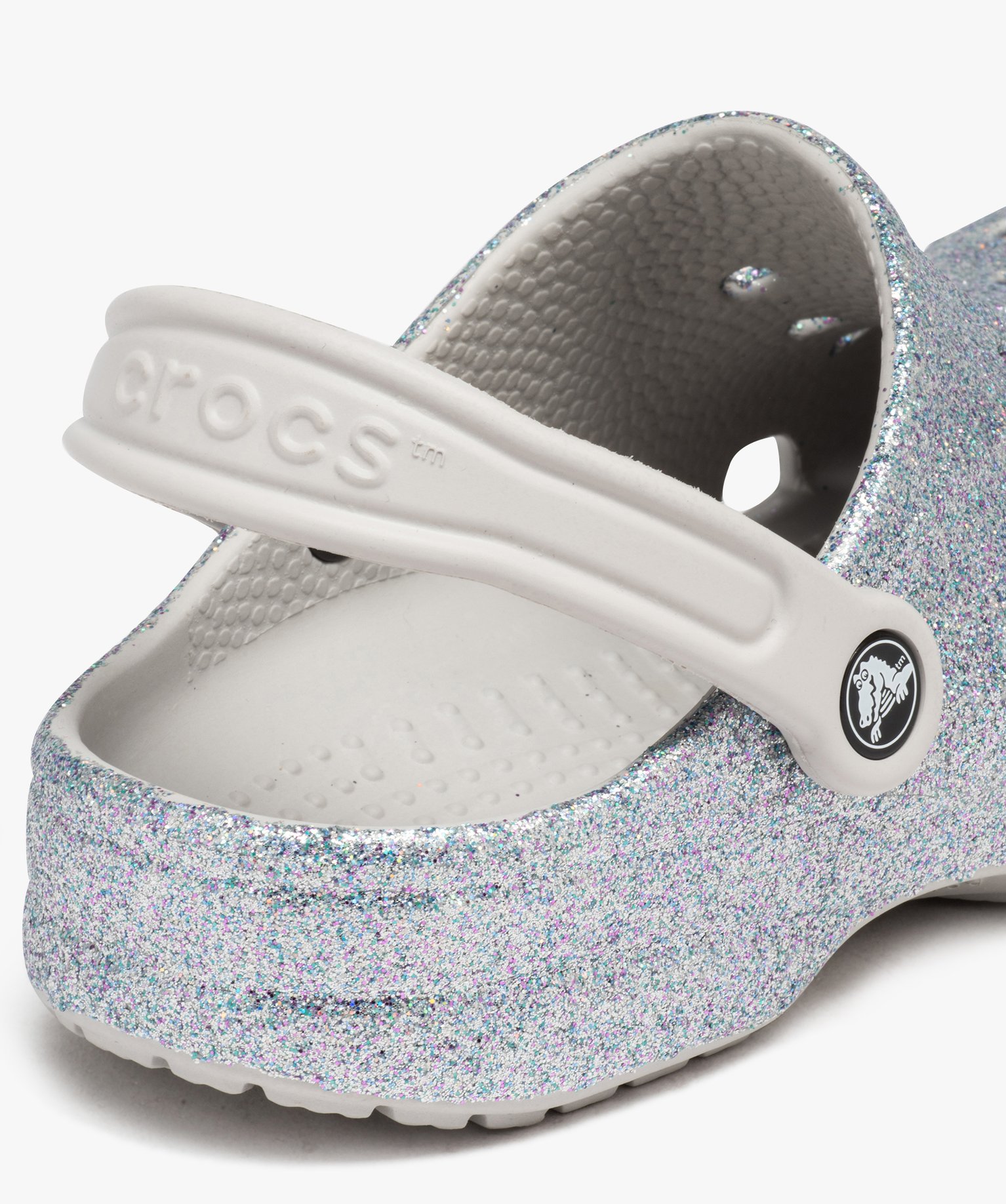 Sabots souples femme dessus perforé à paillettes - Crocs argent | GEMO