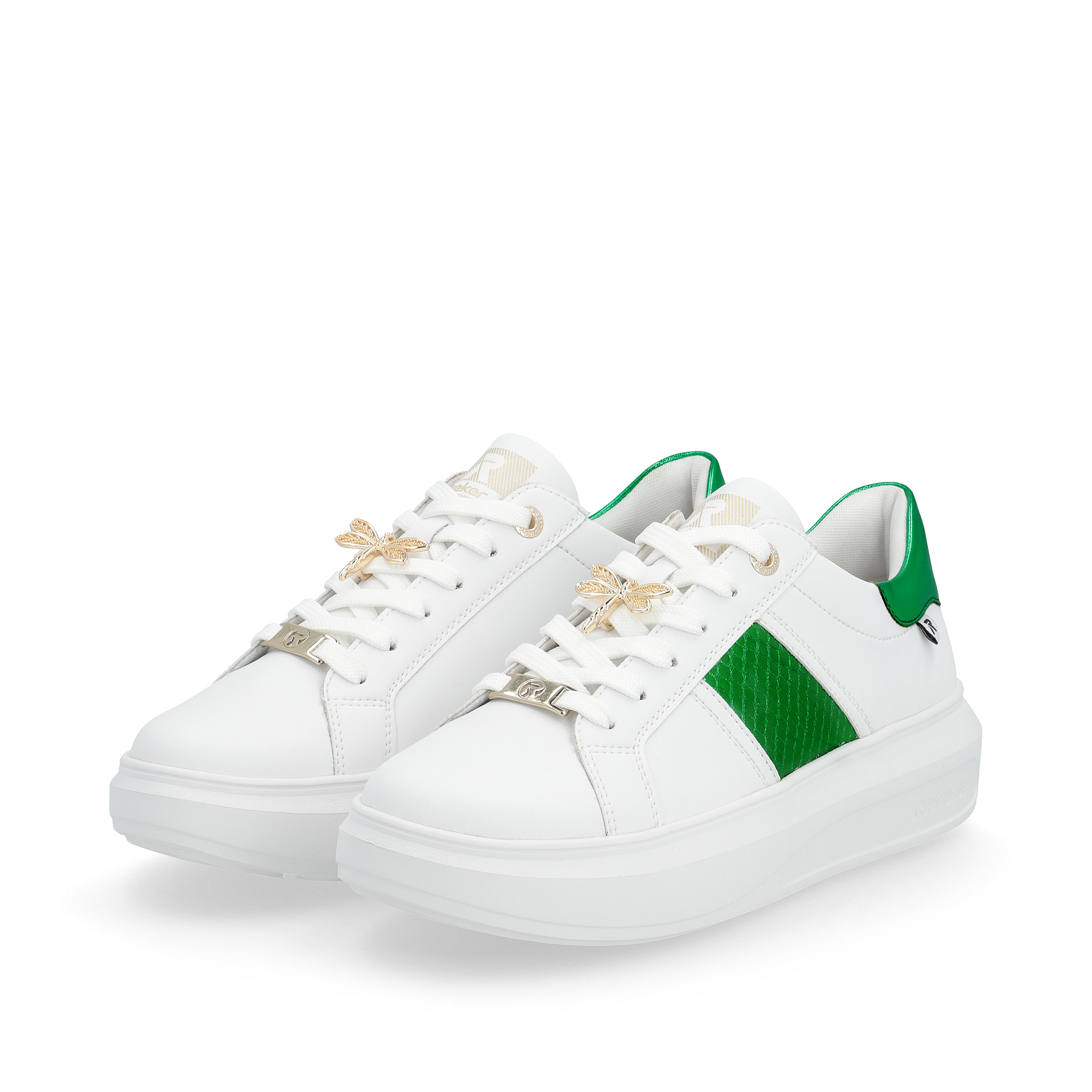 Rieker Damen Sneaker Low crystal white metallic-green