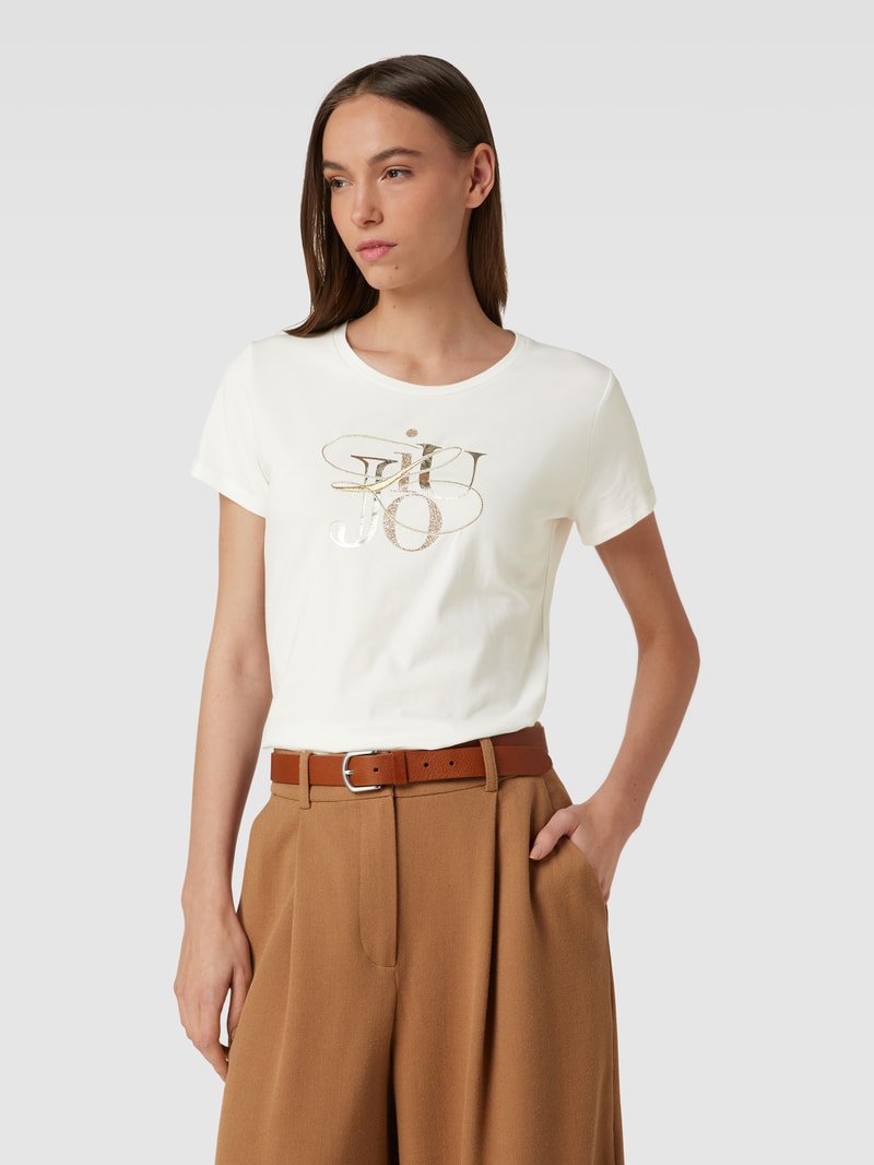T-Shirt mit Ziersteinbesatz in weiss