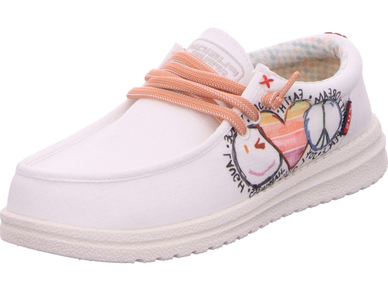 LAUFSTEG Sportliche Slipper weiss Emma grafiti peace love