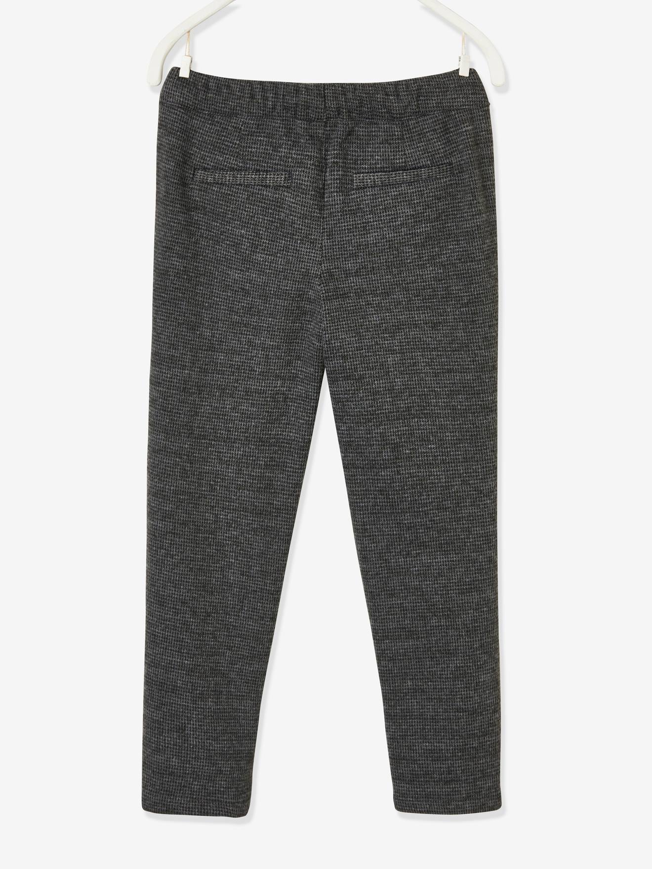 Pantalon à carreaux en lainage doux facile à enfiler garçon carreaux gris fonce